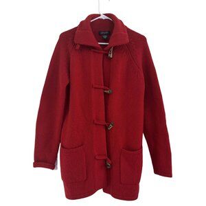 Christopher Fischer Women's Red Knitted Long Sleeve Collared Sweater Cardigan S